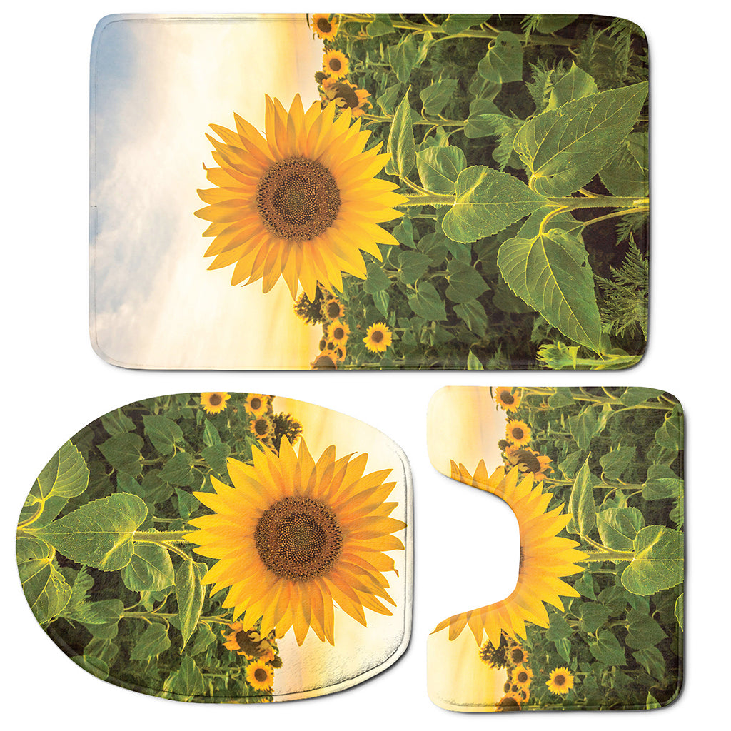 Sunflower Landscape Print 3 Piece Bath Mat Set