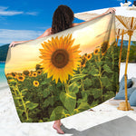 Sunflower Landscape Print Beach Sarong Wrap