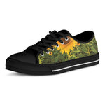 Sunflower Landscape Print Black Low Top Shoes
