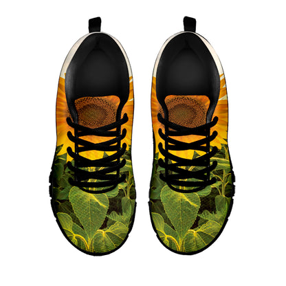Sunflower Landscape Print Black Sneakers