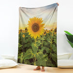 Sunflower Landscape Print Blanket