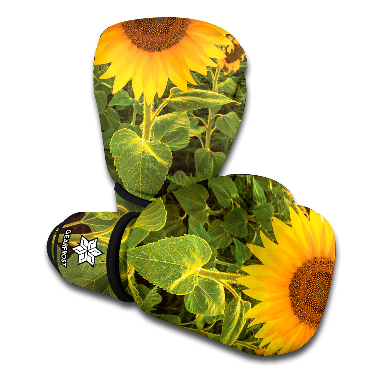 Sunflower Landscape Print Boxing Gloves