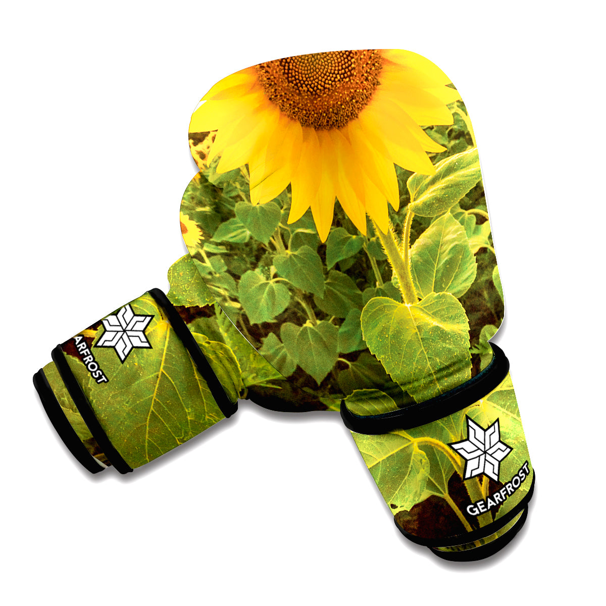Sunflower Landscape Print Boxing Gloves