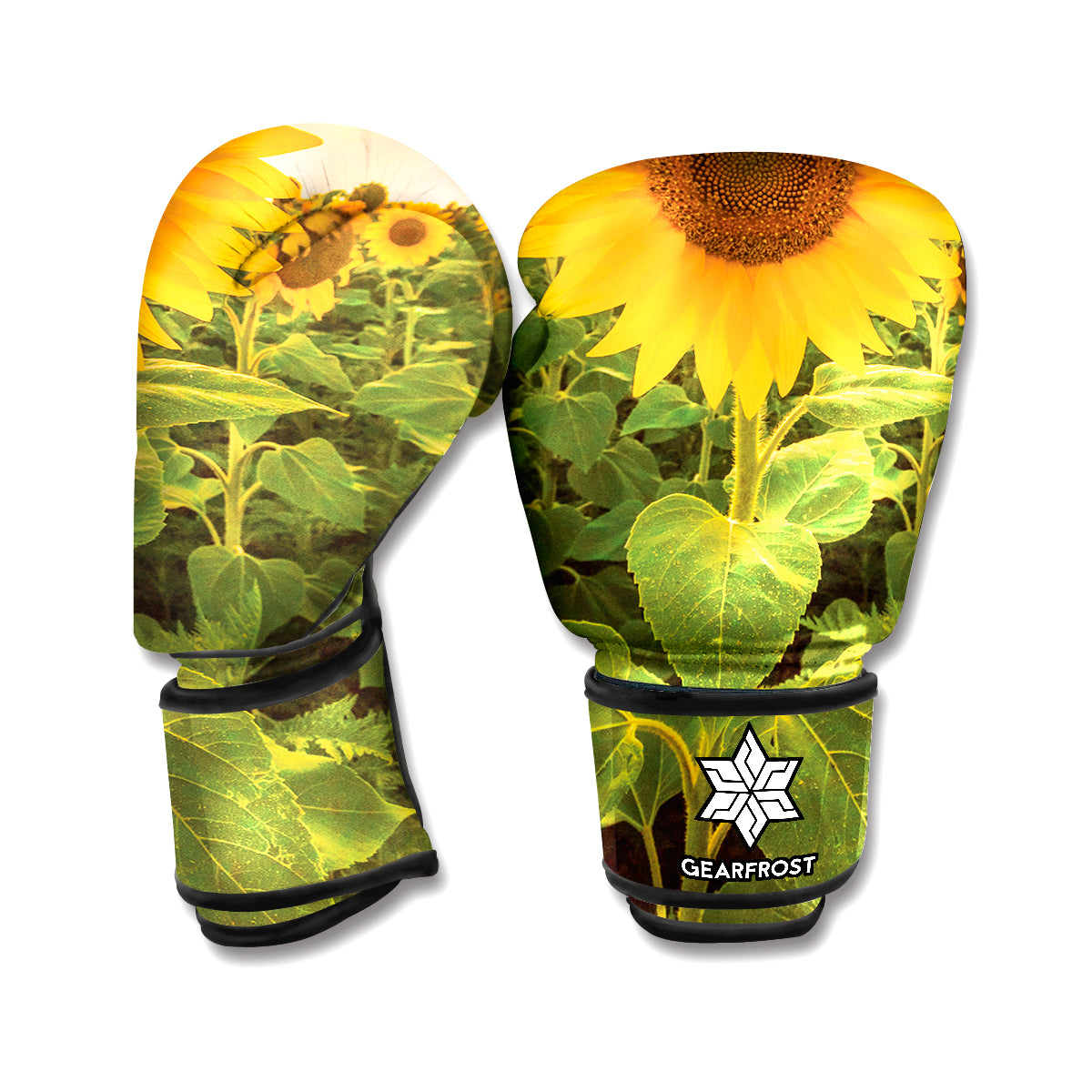 Sunflower Landscape Print Boxing Gloves