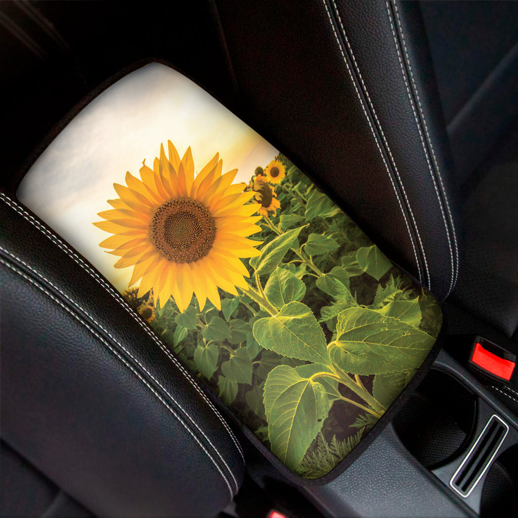 Sunflower Landscape Print Car Center Console Cover