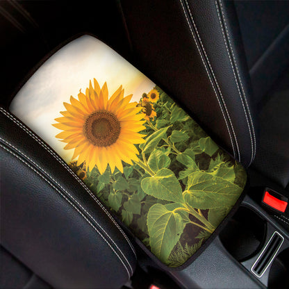 Sunflower Landscape Print Car Center Console Cover