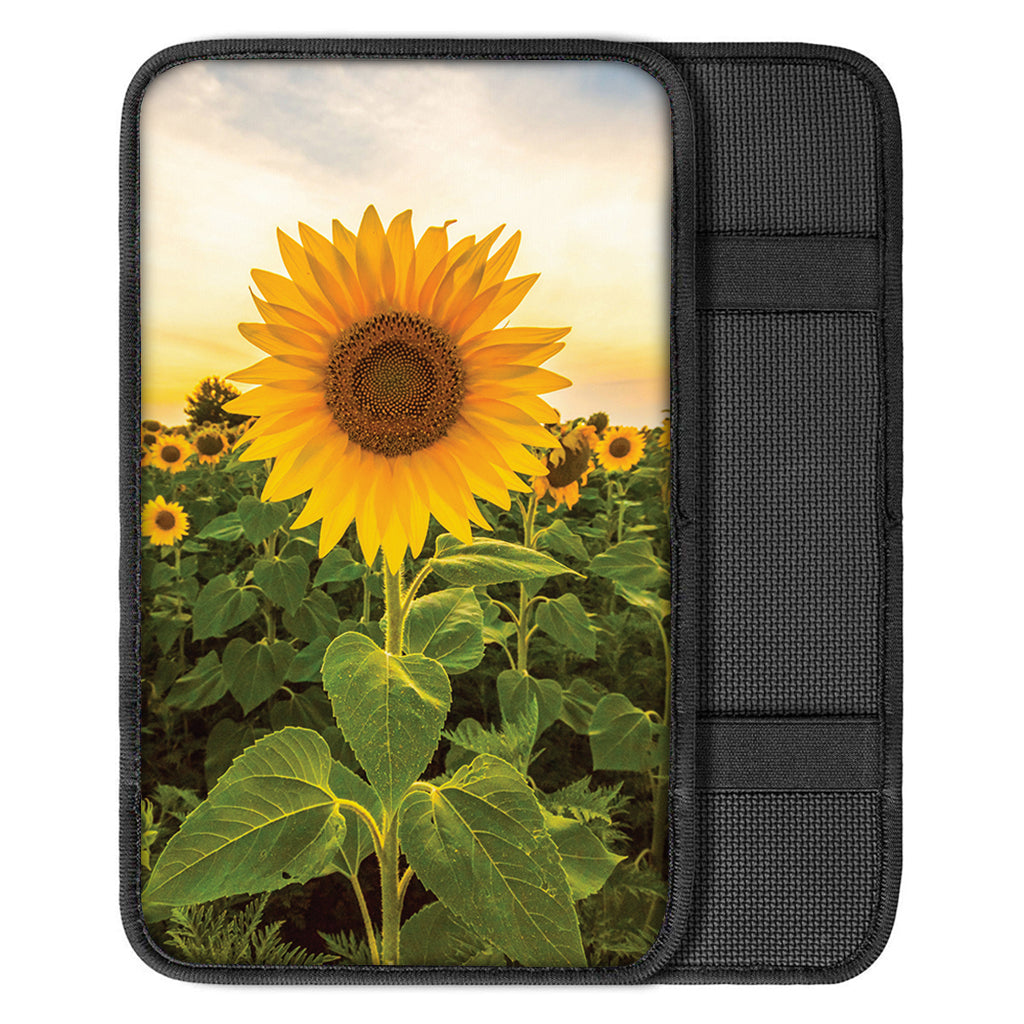Sunflower Landscape Print Car Center Console Cover