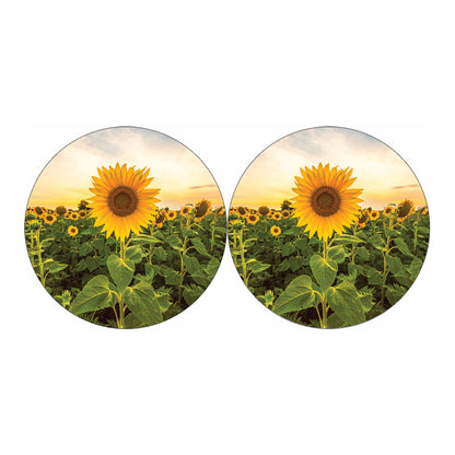 Sunflower Landscape Print Car Coasters