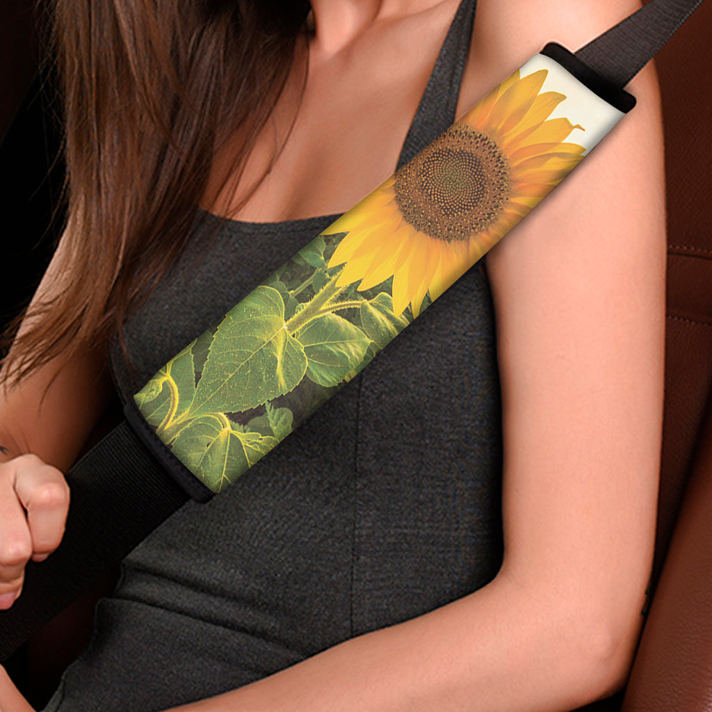 Sunflower Landscape Print Car Seat Belt Covers
