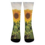 Sunflower Landscape Print Crew Socks