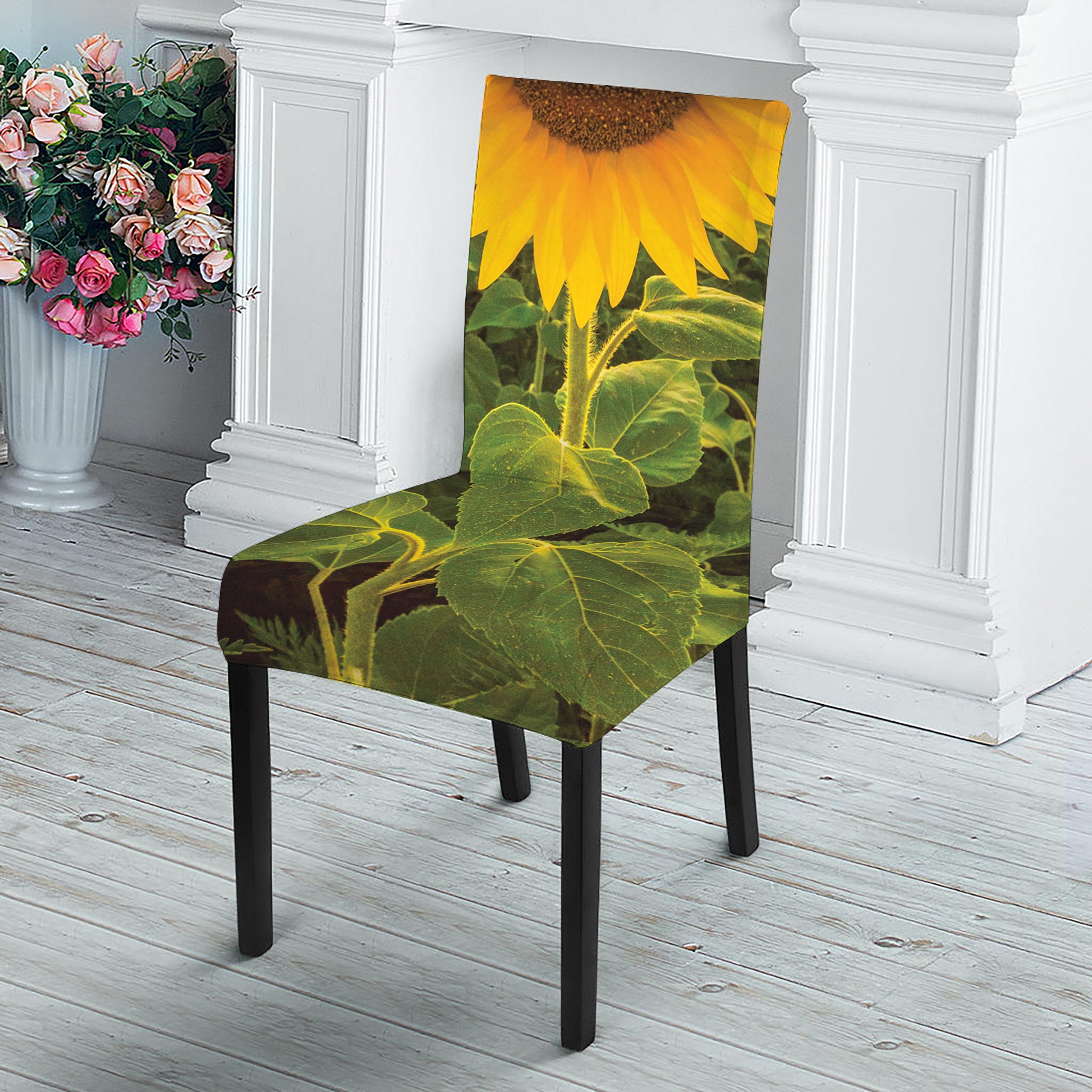 Sunflower Landscape Print Dining Chair Slipcover