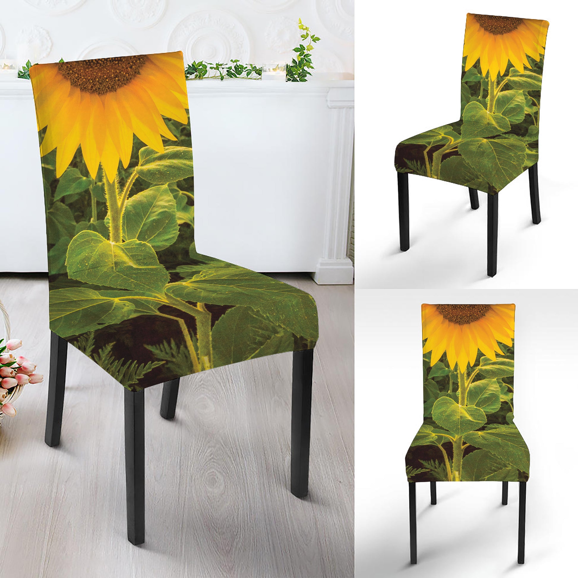 Sunflower Landscape Print Dining Chair Slipcover