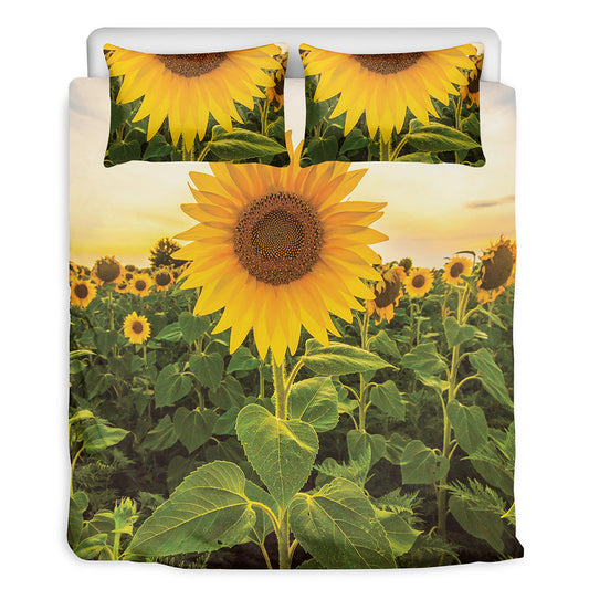 Sunflower Landscape Print Duvet Cover Bedding Set