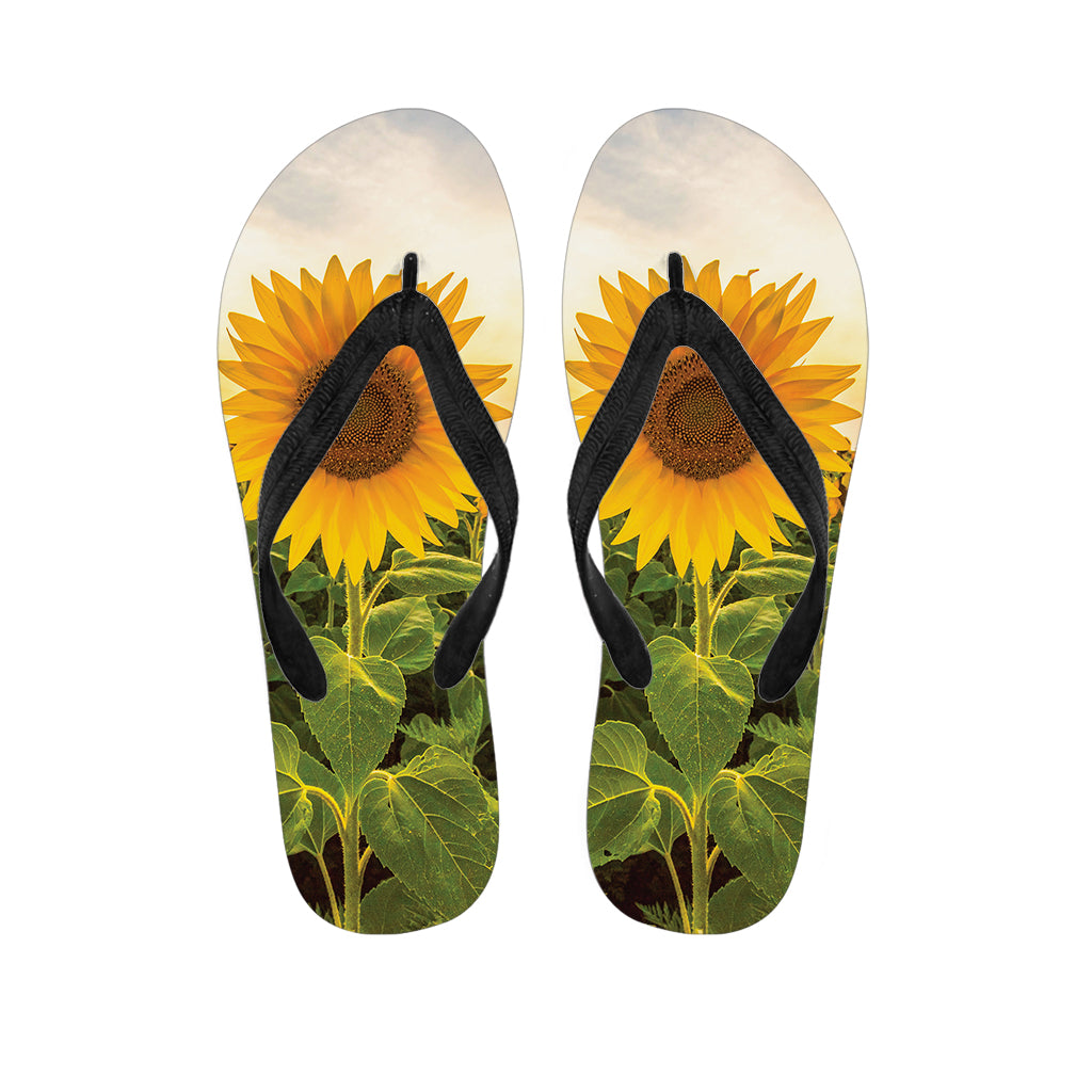 Sunflower Landscape Print Flip Flops