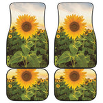 Sunflower Landscape Print Front and Back Car Floor Mats