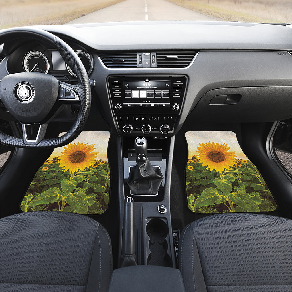 Sunflower Landscape Print Front and Back Car Floor Mats