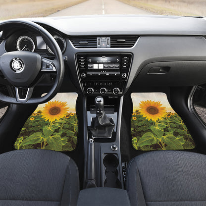 Sunflower Landscape Print Front and Back Car Floor Mats