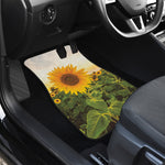 Sunflower Landscape Print Front and Back Car Floor Mats