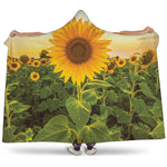 Sunflower Landscape Print Hooded Blanket