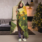 Sunflower Landscape Print Hooded Blanket