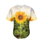 Sunflower Landscape Print Men's Baseball Jersey