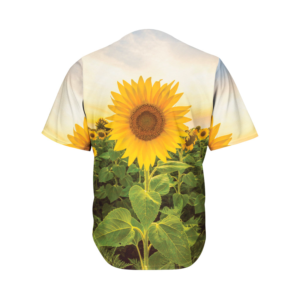 Sunflower Landscape Print Men's Baseball Jersey