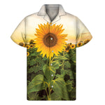 Sunflower Landscape Print Men's Short Sleeve Shirt