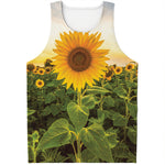 Sunflower Landscape Print Men's Tank Top