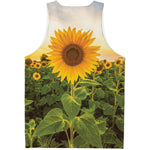 Sunflower Landscape Print Men's Tank Top