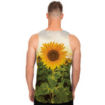 Sunflower Landscape Print Men's Tank Top