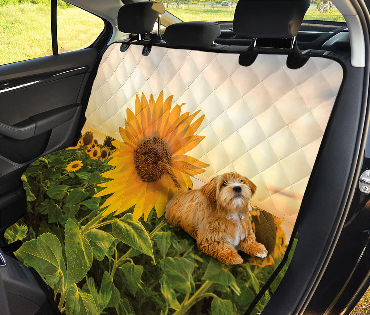 Sunflower Landscape Print Pet Car Back Seat Cover