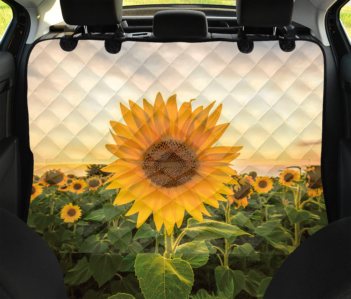 Sunflower Landscape Print Pet Car Back Seat Cover
