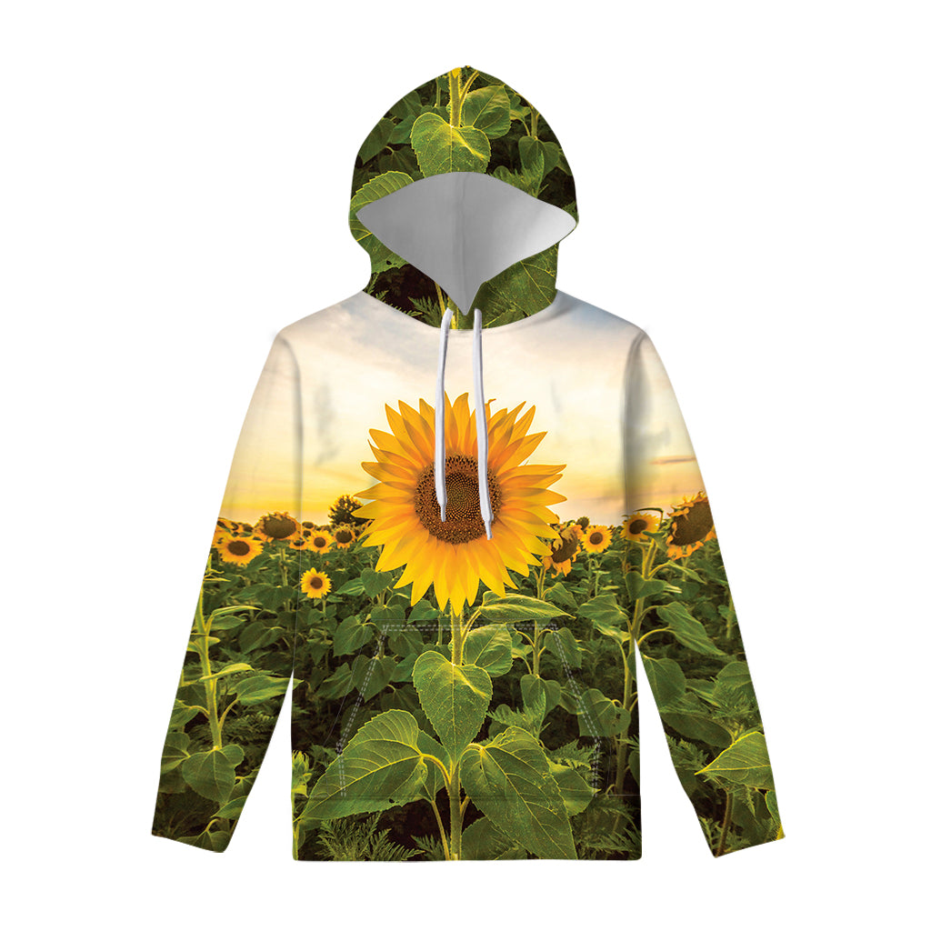 Sunflower Landscape Print Pullover Hoodie