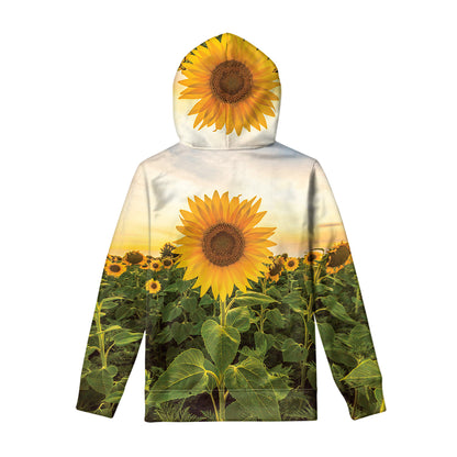 Sunflower Landscape Print Pullover Hoodie