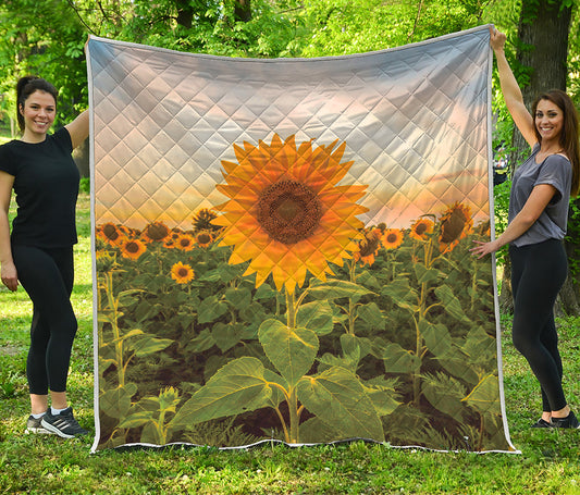 Sunflower Landscape Print Quilt