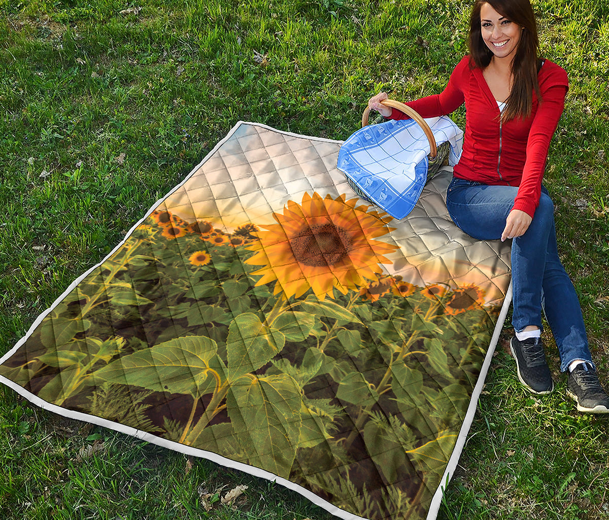 Sunflower Landscape Print Quilt
