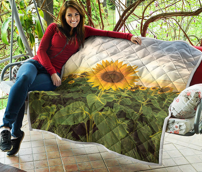 Sunflower Landscape Print Quilt