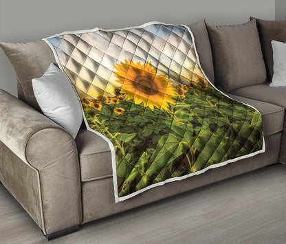 Sunflower Landscape Print Quilt