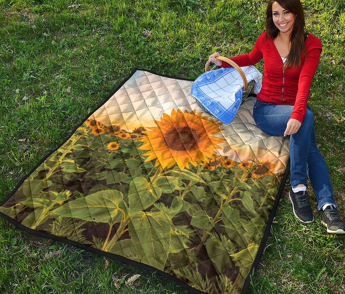 Sunflower Landscape Print Quilt