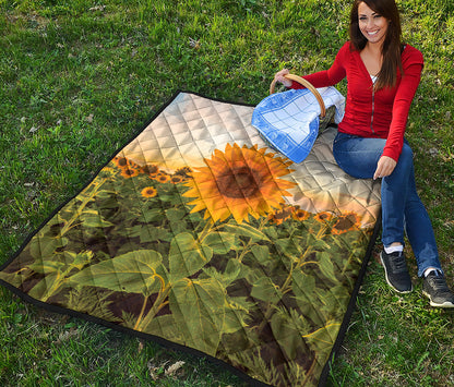 Sunflower Landscape Print Quilt