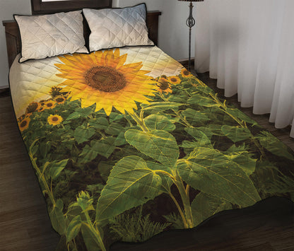 Sunflower Landscape Print Quilt Bed Set
