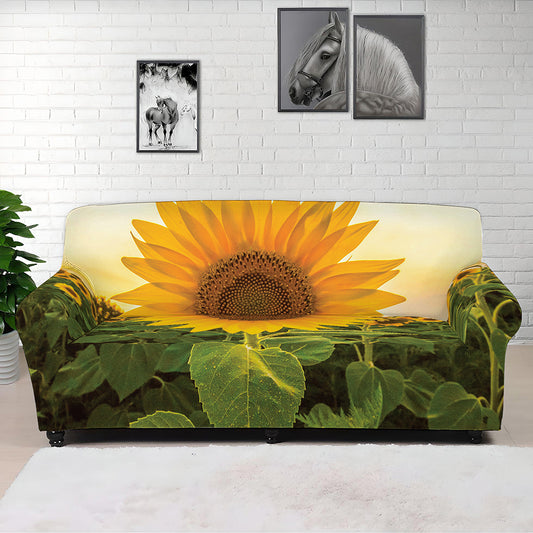 Sunflower Landscape Print Sofa Cover