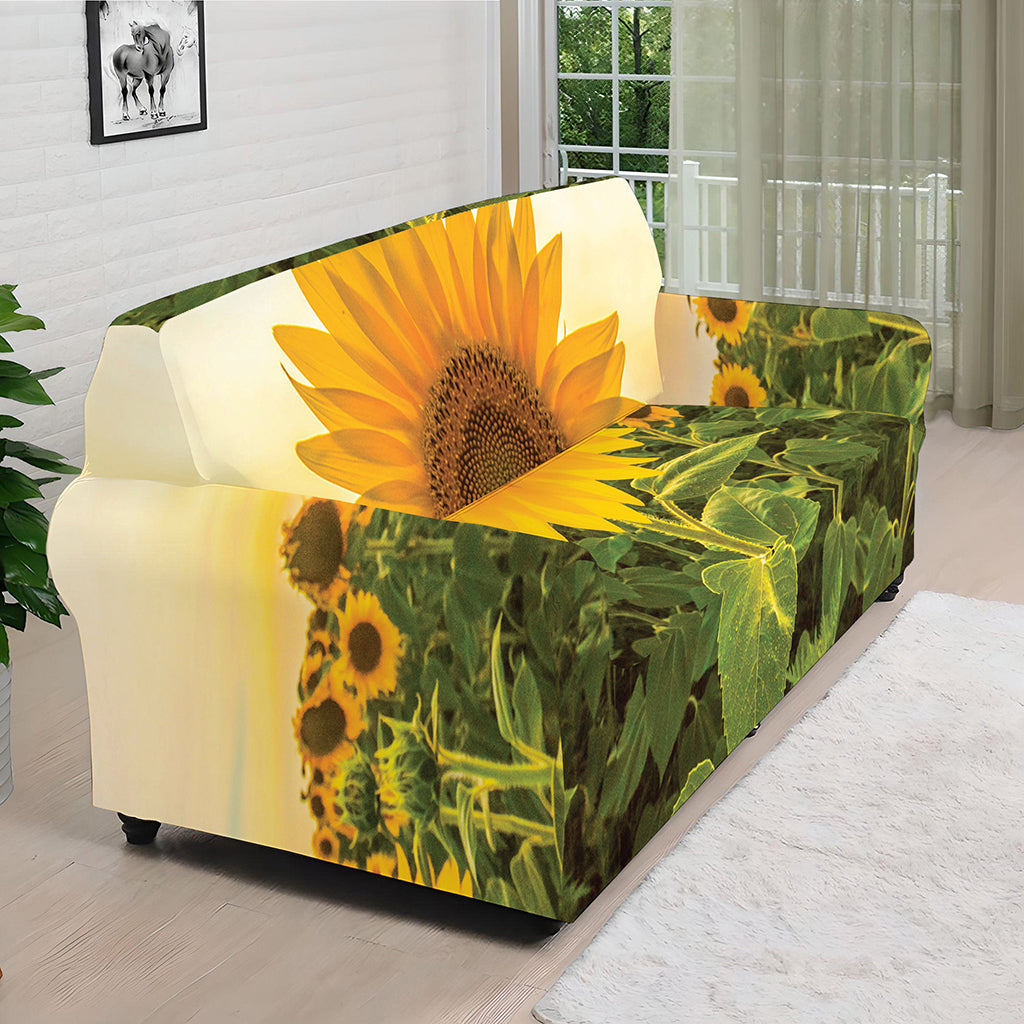 Sunflower Landscape Print Sofa Cover