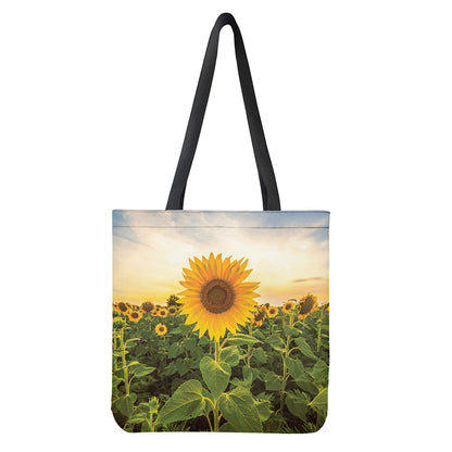 Sunflower Landscape Print Tote Bag