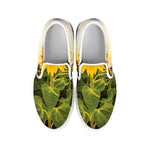 Sunflower Landscape Print White Slip On Shoes