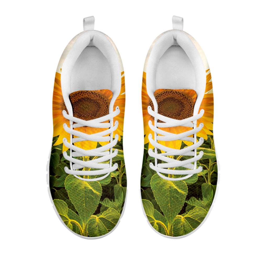 Sunflower Landscape Print White Sneakers