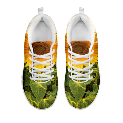 Sunflower Landscape Print White Sneakers