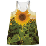 Sunflower Landscape Print Women's Racerback Tank Top