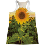 Sunflower Landscape Print Women's Racerback Tank Top