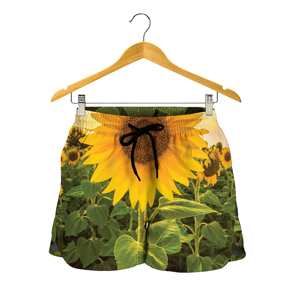 Sunflower Landscape Print Women's Shorts